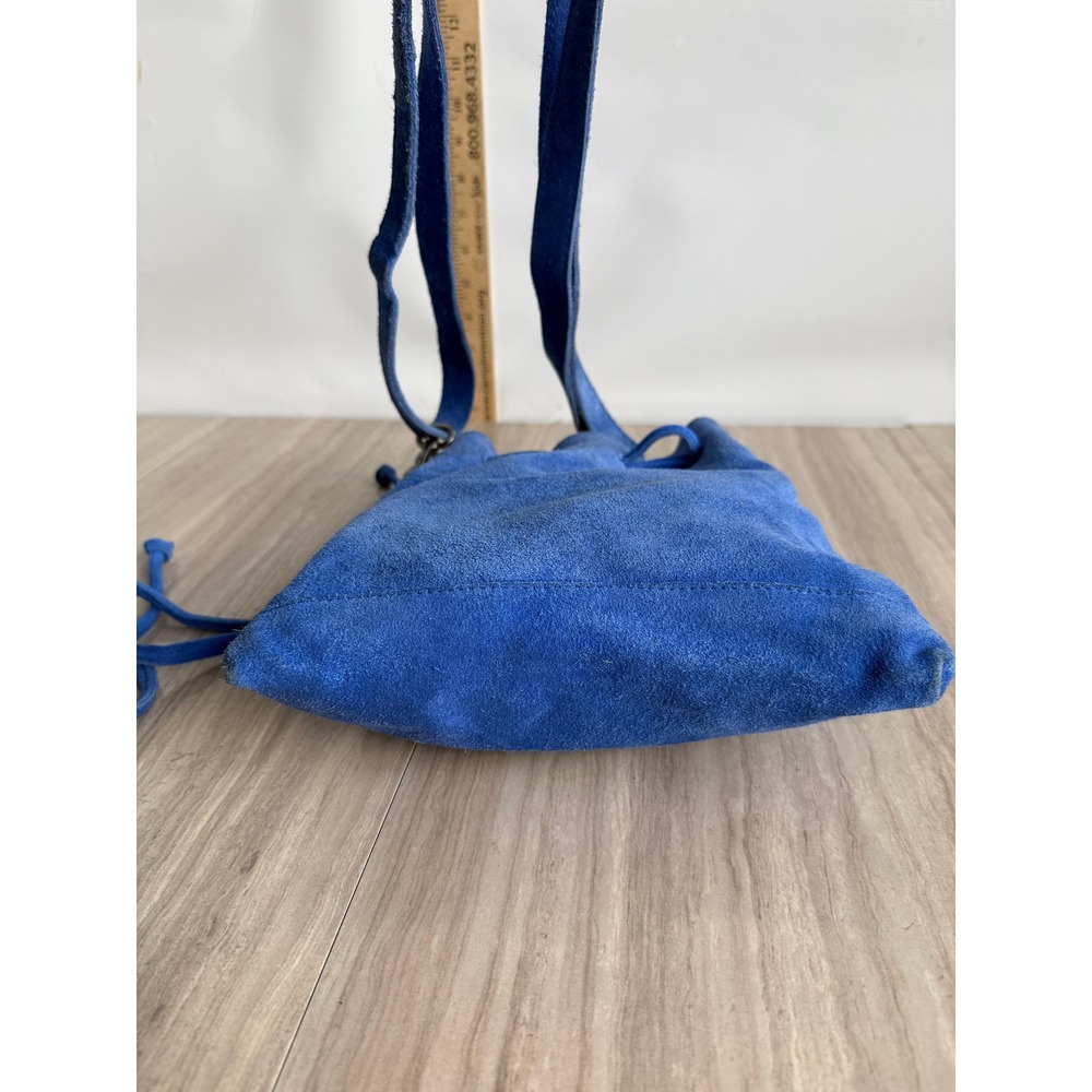Free People Billie Crossbody Bag Suede Cobalt Blue Slouchy Moto Western Purse - Picture 6 of 10